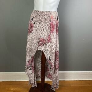 AllSaints maxi skirt size 4 hi low floral animal floral fairy white pinks pastel